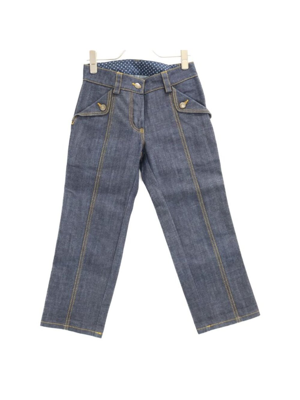 Louis Vuitton Yellow Stitch Cropped Denim Pants 34 Jeans
